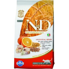 Farmina N&D Cat LG Codfish & Orange низкозерновой корм для взрослых кошек, треска апельсин